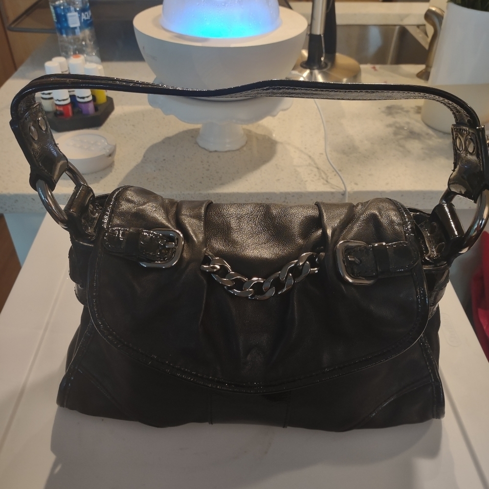 Kenneth Cole New York Black Leather Shoulder Bag